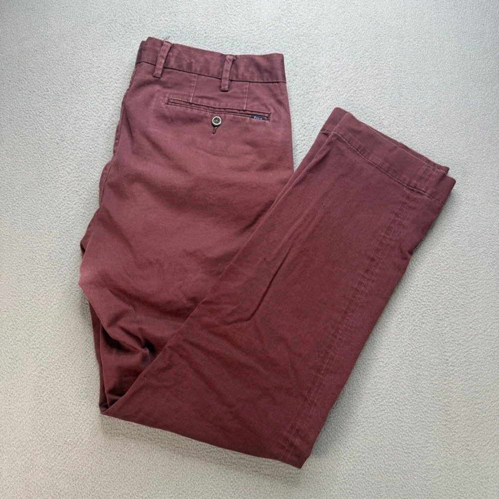 Polo Ralph Lauren Pants Chino Stretch Slim Fit 32 (FIT 32x28) Burgundy Preppy